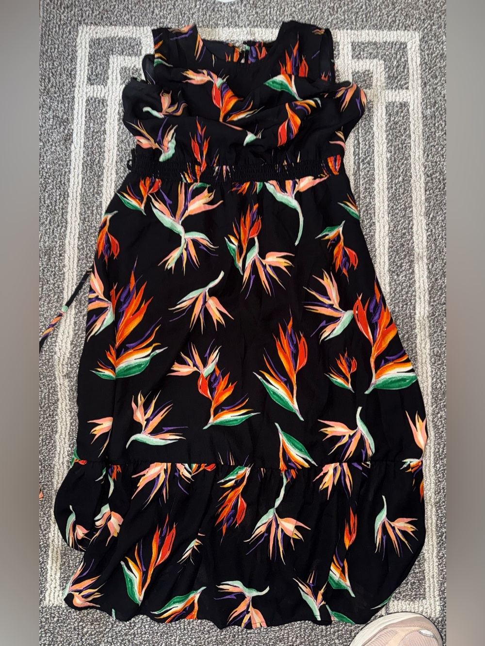 Mossimo Supply Co. Black Tropical Floral dress with Orange and Purple Accents